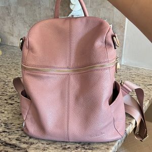 Bostanten Pink Leather Backpack